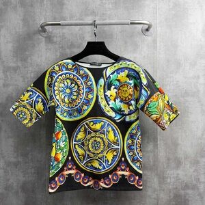 Authentic Dolce & Gabbana Black and Blue Artistic Top